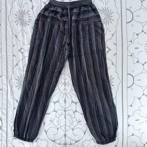 Handmade Nepal Cotton Harem Pants Striped Drawstring Unisex